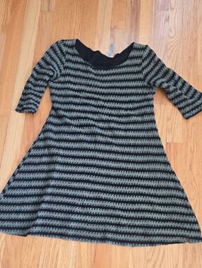 Women's Black and Olive Striped Knit Tunic